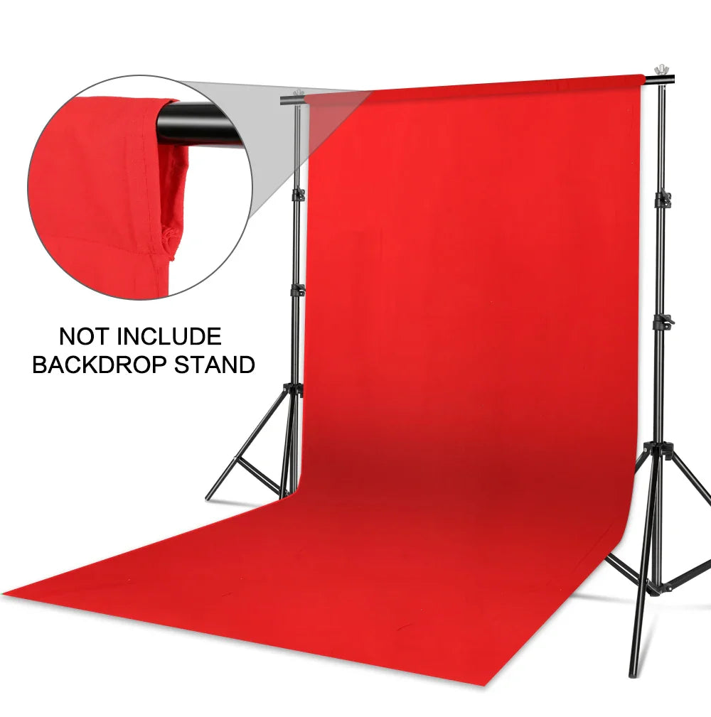 SH Cotton Photo Background Cloth with Rod Pocket – White, Black & Green Screen Chromakey Backdrops for Studio