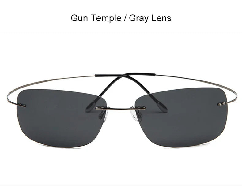 Krasivyy Rimless Square Polarized Sunglasses – Ultralight Pure Titanium, Brand Design for Men, Driving Sun Glasses, Oculos De Sol