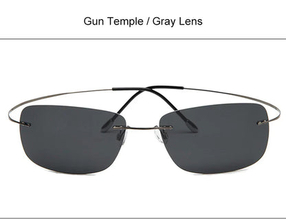 Krasivyy Rimless Square Polarized Sunglasses – Ultralight Pure Titanium, Brand Design for Men, Driving Sun Glasses, Oculos De Sol