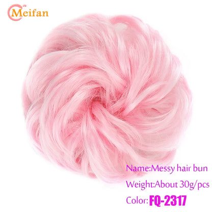MEIFAN Synthetic Chignon Hair Bun – Elastic Rubber Band Clip-In Updo Ponytail Hair Extension for Women