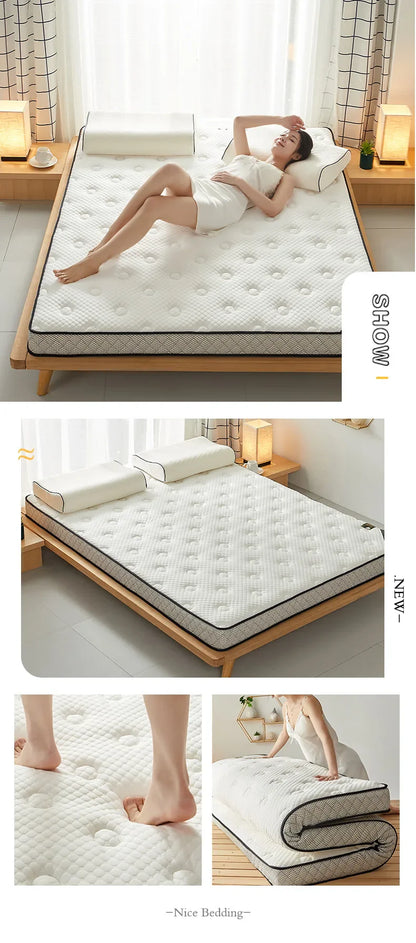 6/10cm Thai Natural Latex Floor Mattress – Foldable Tatami Mat with 95D Filling & Cotton Cover, Slow Rebound Comfort