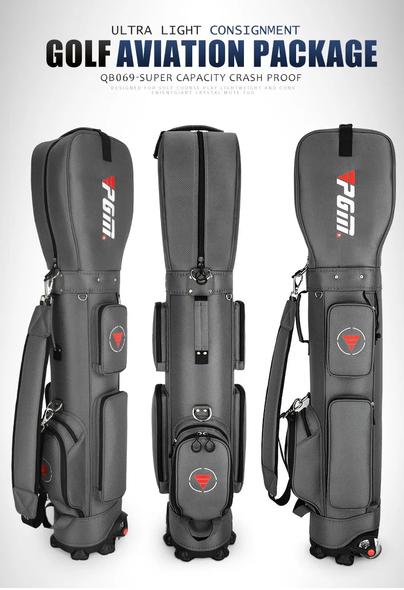 PGM Ultra-Light Golf Bag with Wheels QB069 – Large Capacity Sport & Aviation Bag with Multifunctional Ball Storage