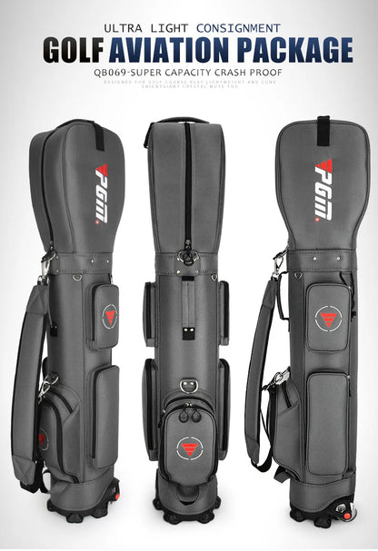 PGM Ultra-Light Golf Bag with Wheels QB069 – Large Capacity Sport & Aviation Bag with Multifunctional Ball Storage