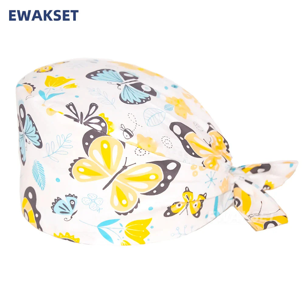 Unisex Soft Scrub Cap – Cartoon Print Surgical Hat for Men and Women, Operating Room Nursing Accessories