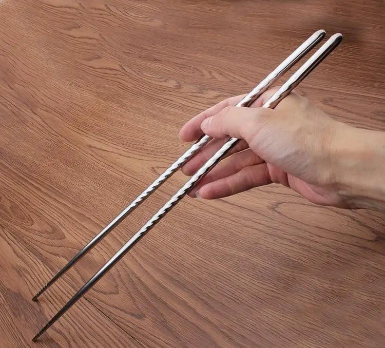 Stainless Steel Extra Long Cooking Chopsticks - 38.8cm Dishwasher Safe Frying Chopsticks (1 Pair)