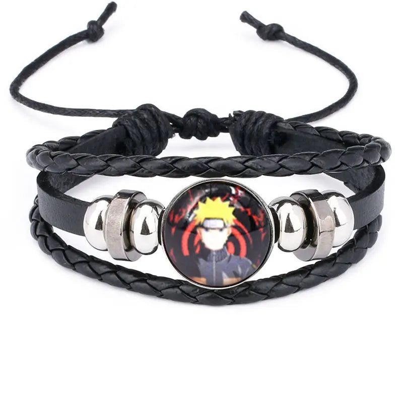 Anime Sharingan Eye Leather Bracelet – Vintage Goth Fashion Bangle for Men Fans Jewelry Gift