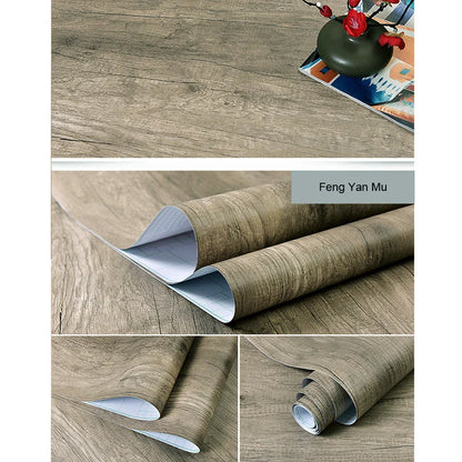 PVC Waterproof Self-Adhesive Wallpaper Roll — Wood Grain Vinyl Decorative Film for Furniture, Cabinets, and DIY Home Decor