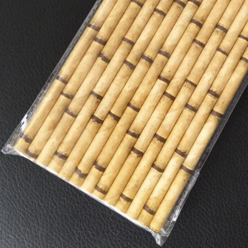 25Pcs Panda Bamboo Paper Straws - Disposable Paper Drinking Straws for Birthday Parties, Weddings, and Baby Showers - Eco-Friendly Decoration