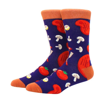 Funny Cartoon Fashion Cotton Socks – Hip Hop Skateboard Style Socks for Men & Women, Beer, Pizza, Astronaut & Pineapple Print Casual Wear Socks
