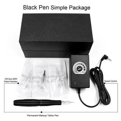 BMX Permanent Makeup Tattoo Pen - Professional Digital Dermograph Machine Set with Cartridges for Eyebrow & Lip Tattoo