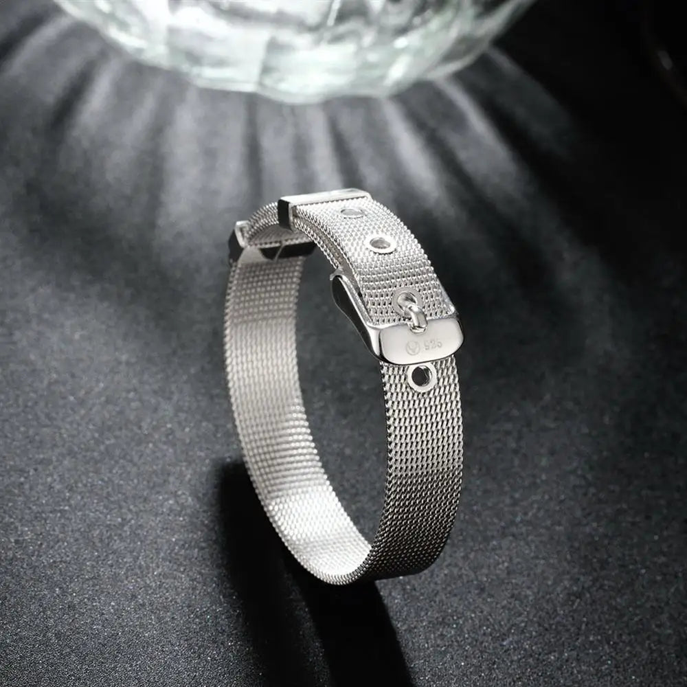 925 Sterling Silver Watchband Chain Bracelet — Luxury Jewelry for Women, Wedding & Party Gift