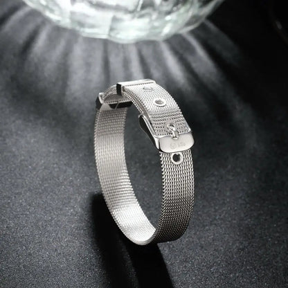 925 Sterling Silver Watchband Chain Bracelet — Luxury Jewelry for Women, Wedding & Party Gift