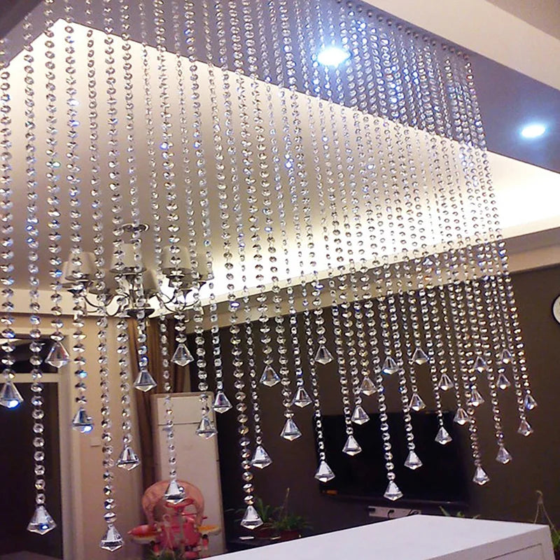 5PC Crystal Acrylic Bead Garland – Clear Chandelier Chain with Hooks for Wedding, Home DIY & Craft Decoration