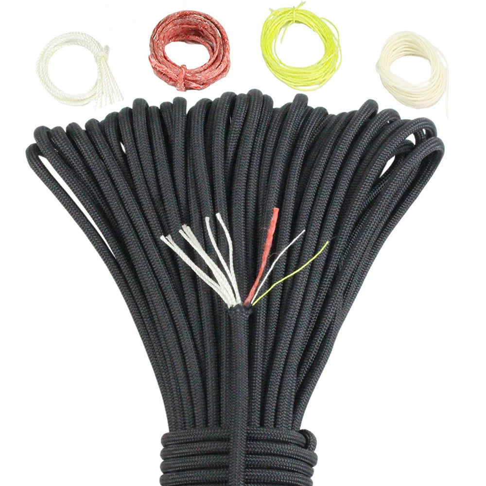 10-Strand Multifunctional Paracord 650 – Military-Grade 4mm Camping & Survival Rope with Fishing Line, Copper Wire & Fire Wire