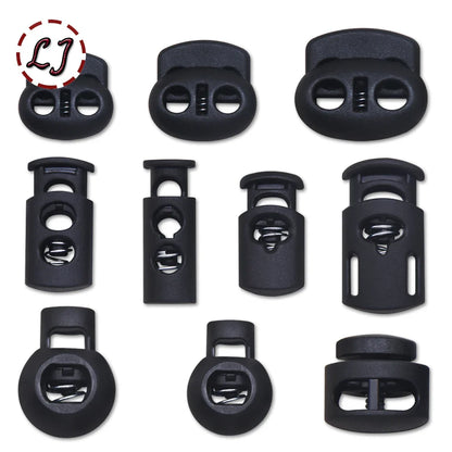 10pcs Plastic Cord Lock Stopper – Black Frost Toggle Clips for Shoelaces, Sportswear & DIY Bag Accessories
