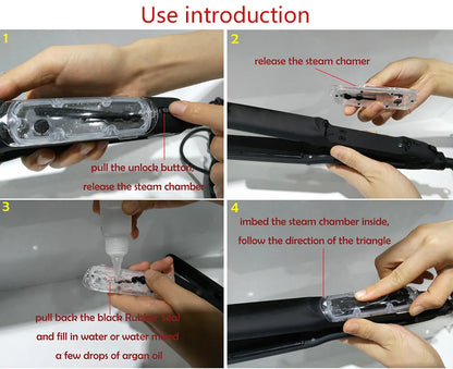 Professional Steam Hair Straightener – Ceramic Vapor Flat Iron, 450℉ Heat & Argan Oil Treatment Hair Care Tool