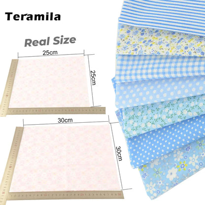 Teramila 7/8 Pcs Patchwork Quilt Fabrics Set - 30x30cm/25x25cm Cotton Sewing Cloth for Needlework and Handmade Projects