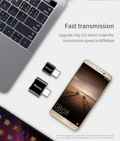 Baseus USB to Type-C OTG Adapter – USB-C Male to Micro USB Female Converter for MacBook, Samsung S20, USBC OTG Connector