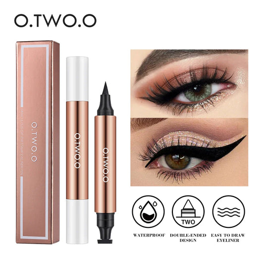 O.TWO.O Black Liquid Eyeliner Pen – Double-Ended Waterproof Fast-Dry Eye Liner for Women
