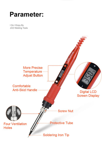 JCD 220V 80W LCD Electric Soldering Iron 908S – Adjustable Temperature with Quality Tips & Soldering Kit