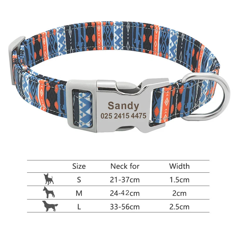 Adjustable Nylon Dog & Cat Collar – Personalized ID Collar with Engraved Name Buckle, Anti-Lost for Small, Medium & Large Pets
