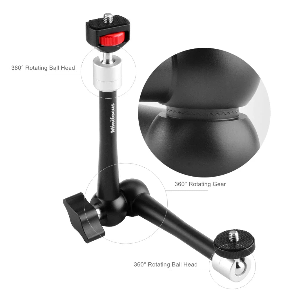 Upgraded 11" Adjustable Friction Articulating Magic Arm for DSLR, Monitor, Flash, LED Video Light, Vlog Cage, Tripod, Gimbal