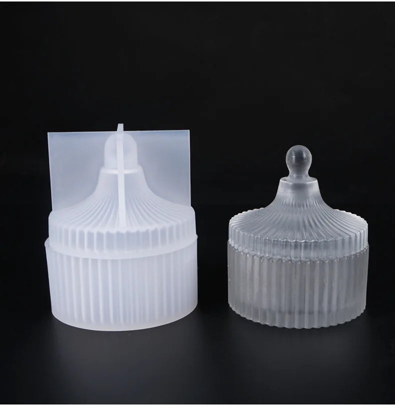 DIY Round Stripe Crystal Epoxy Resin Storage Box Silicone Mold