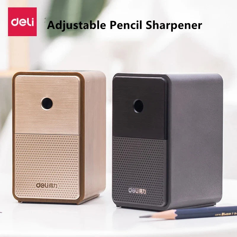 DELI Adjustable Pencil Sharpener — Hand Crank Table Sharpener with Long-Lasting Blade