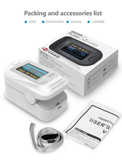 KIUZOU Finger Pulse Oximeter – SPO2, PR, PI, RR Blood Oxygen Saturation and Heart Rate Monitor with OLED Display