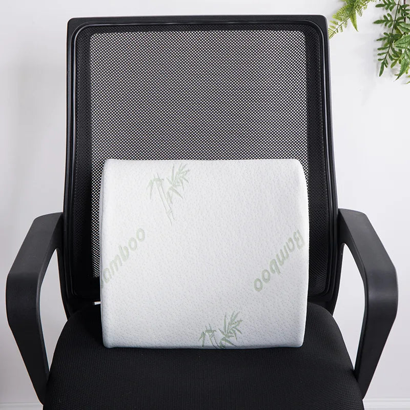 Ergonomic Bamboo Memory Foam Seat & Back Cushion – Slow Rebound Waist Support for Home & Office Chairs