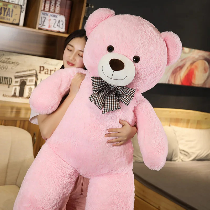 Giant 105cm Soft Teddy Bear Plush Toy - White, Pink, Brown Hugging Pillow Animal Cushion for Children’s Birthday Gift