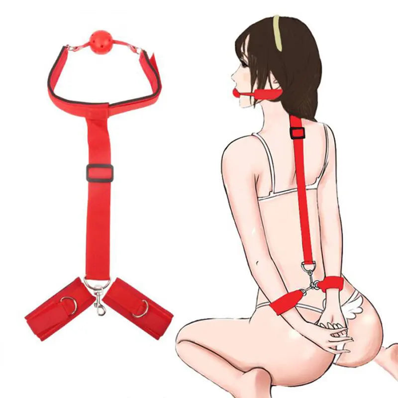 Adjustable BDSM Bondage Set – Handcuffs, Ankle Cuffs & Open Leg Restraints for Couples, Adult Fetish Games for Women