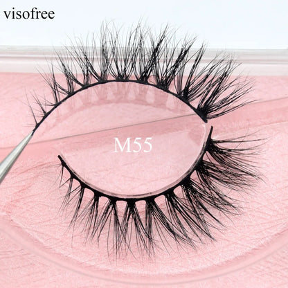 Visofree 3D Mink Eyelashes – Thick Handmade Full Strip Cruelty-Free False Lashes for Makeup M56