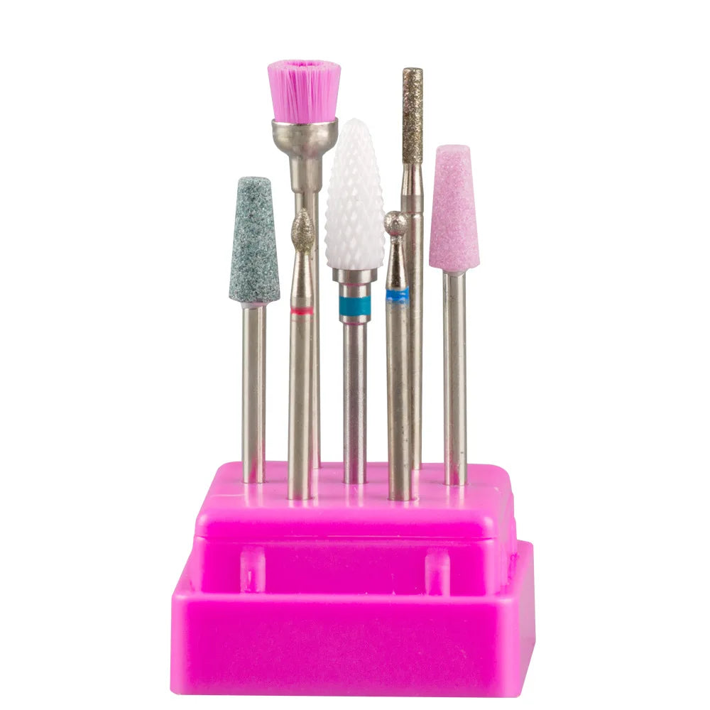 7Pcs Ceramic Milling Cutters Set - Nail Drill Bits for Manicure, Gel Varnish Removal & Nail Care Accessories
