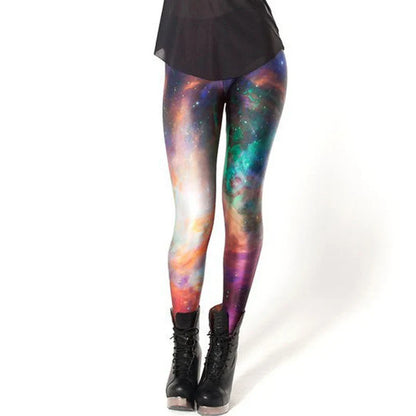 Women Summer Cartoon Print Leggings – Mermaid Galaxy Animal Donald Duck High Waist Stretch Slim Fit Milk Silk Pants L-1467