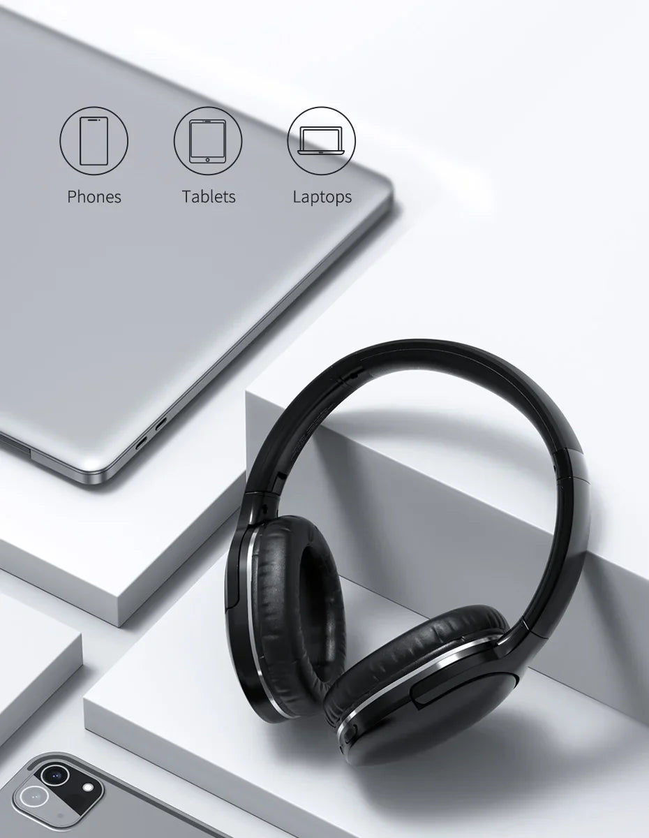 Baseus D02 Pro Wireless Headphones - Bluetooth 5.3, Foldable Sport Headset, Over-Ear Gaming Bluetooth Earbuds