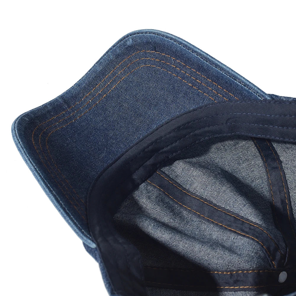 Vintage Washed Cotton Baseball Cap – Adjustable Denim Dad Hat for Men & Women, Low Profile Trucker Style