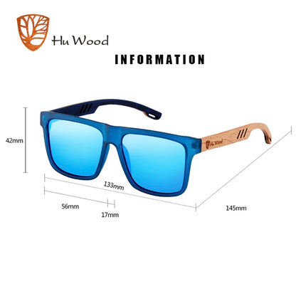 HU WOOD Square Polarized Sunglasses for Men — UV400 Fashion Sport & Driving Sun Glasses