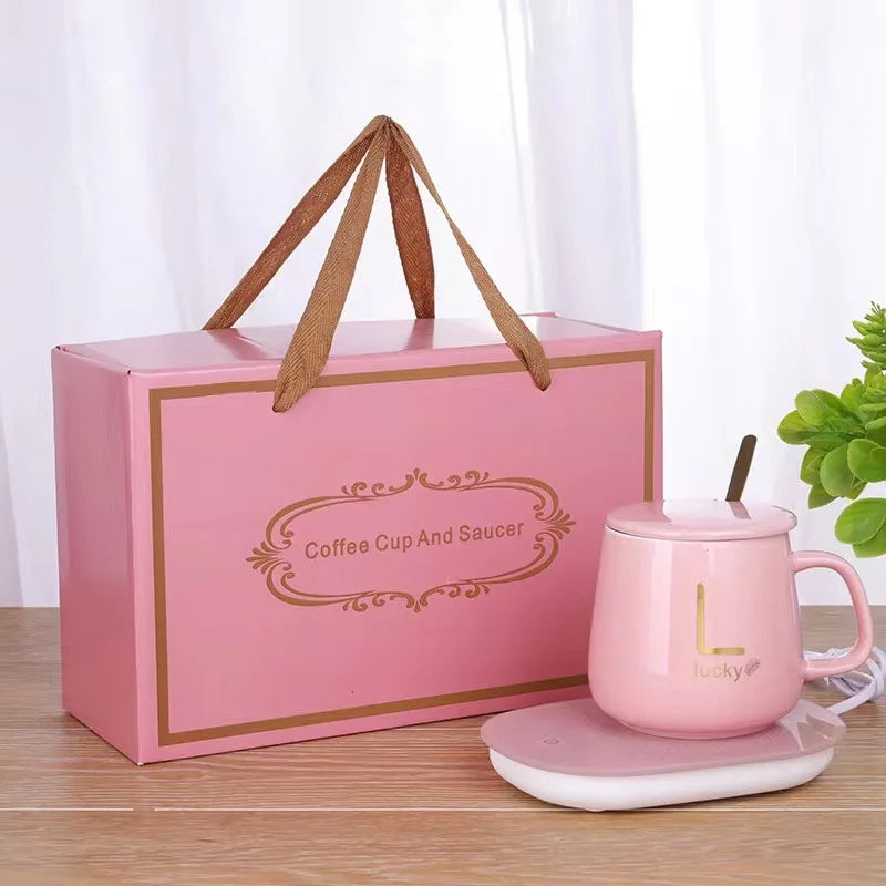 Ceramic Coffee Mug with Temperature-Controlled Warmer Pad & Customizable Logo
