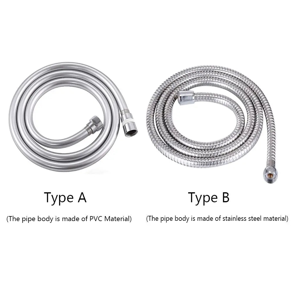 1/1.5/2M PVC Handheld Shower Hose — Flexible, Anti-Kink, Explosion-Proof Bathroom Faucet Extension Tube