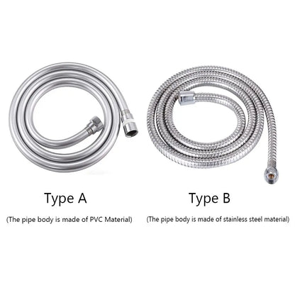 1/1.5/2M PVC Handheld Shower Hose — Flexible, Anti-Kink, Explosion-Proof Bathroom Faucet Extension Tube