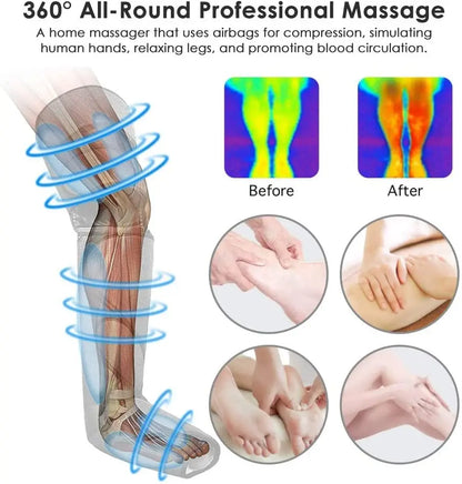 Foot Air Pressure Leg Massager — 360° Circulation & Muscle Relaxation Device for Lymphatic Drainage