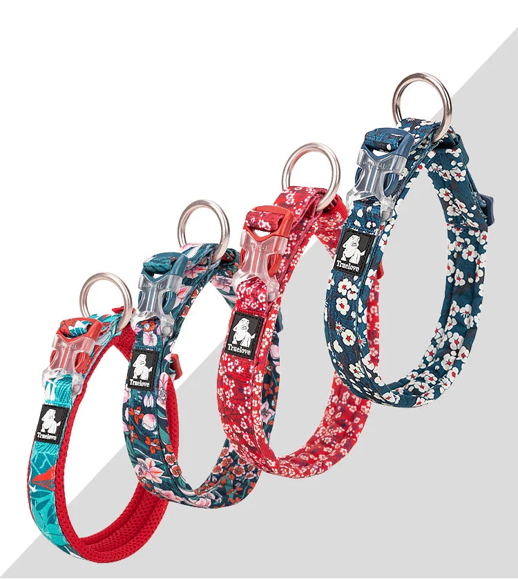 Truelove Floral Pet Collar – Padded Comfort Cushion, Camouflage Design for Small, Medium & Large Dogs, Outdoor Running Collar TLC5273
