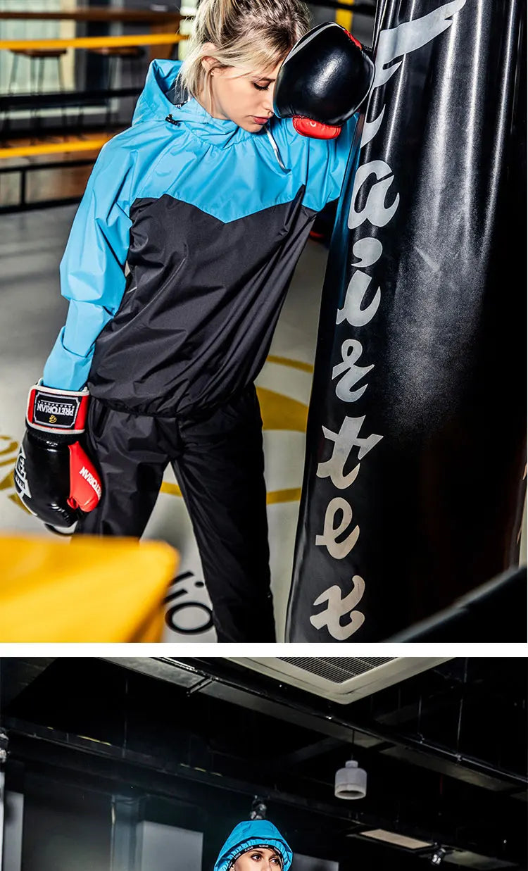 Unisex Sauna Suit — Women's & Men's Gym Clothing Set with Pullover Hoodie for Running, Fitness, Weight Loss & Sweating