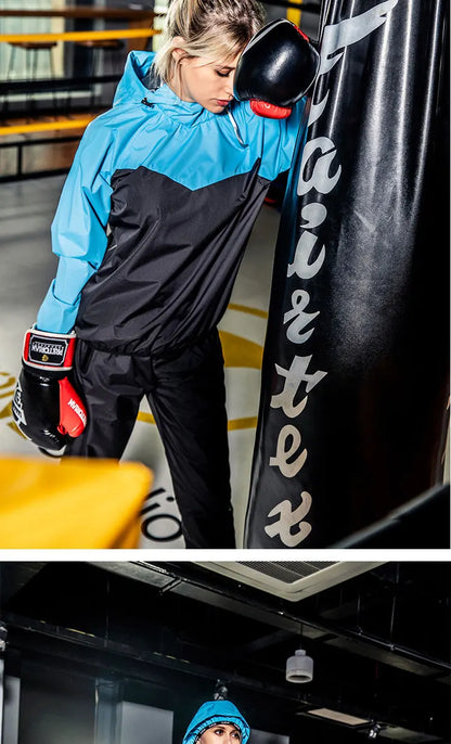 Unisex Sauna Suit — Women's & Men's Gym Clothing Set with Pullover Hoodie for Running, Fitness, Weight Loss & Sweating