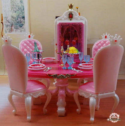 Barbie Doll Furniture Set – Miniature Playhouse Accessories for Fashion Dolls