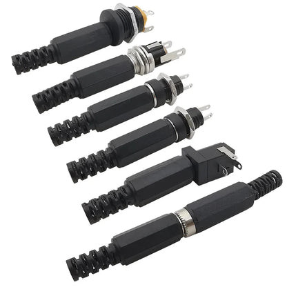 10Pcs DC Power Connectors 5.5x2.1mm & 3.5x1.3mm – Male Female Jack Socket, Nut Panel Mount DC Power Adapter Connector