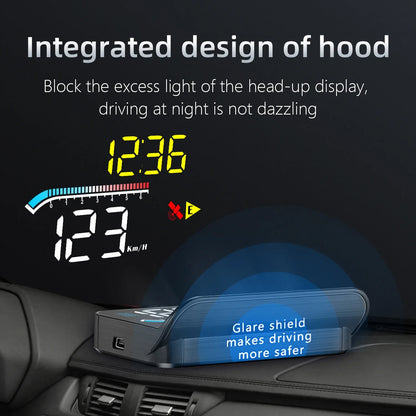 GEYIREN HUD Head-Up Display - OBD2 GPS Dual System Projector for Car Glass with Water Temp Alarm - Electronic Accessories