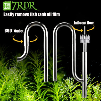 ZRDR Aquarium Filter Accessories – Stainless Steel External Inlet/Outlet Tube & Oil Film Remover for Fish Tanks
