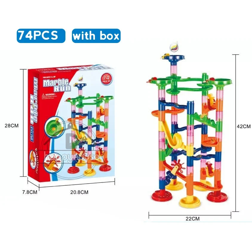 DIY Marble Run Race Track Set - 3D Maze Ball Roller Building Blocks Toy for Kids Creative STEM Play